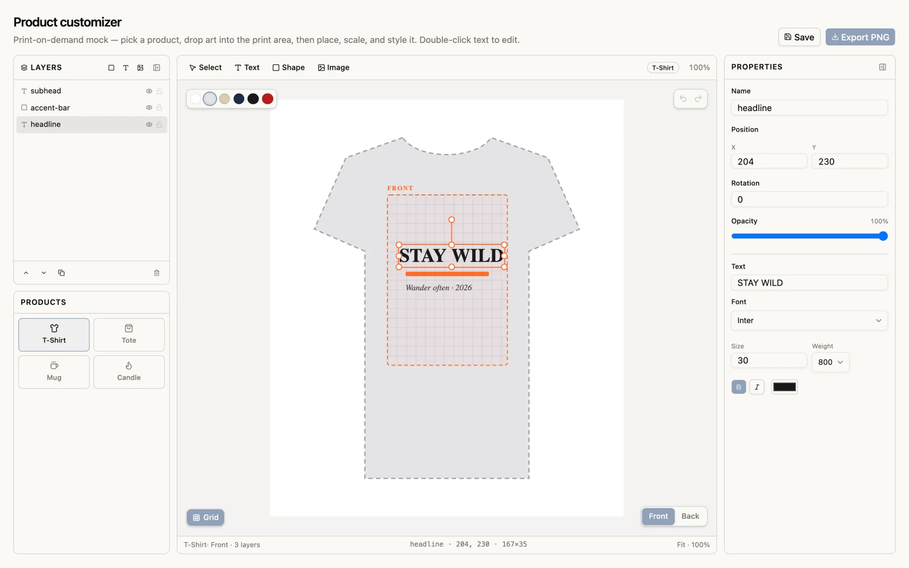 Product Canvas Editor preview