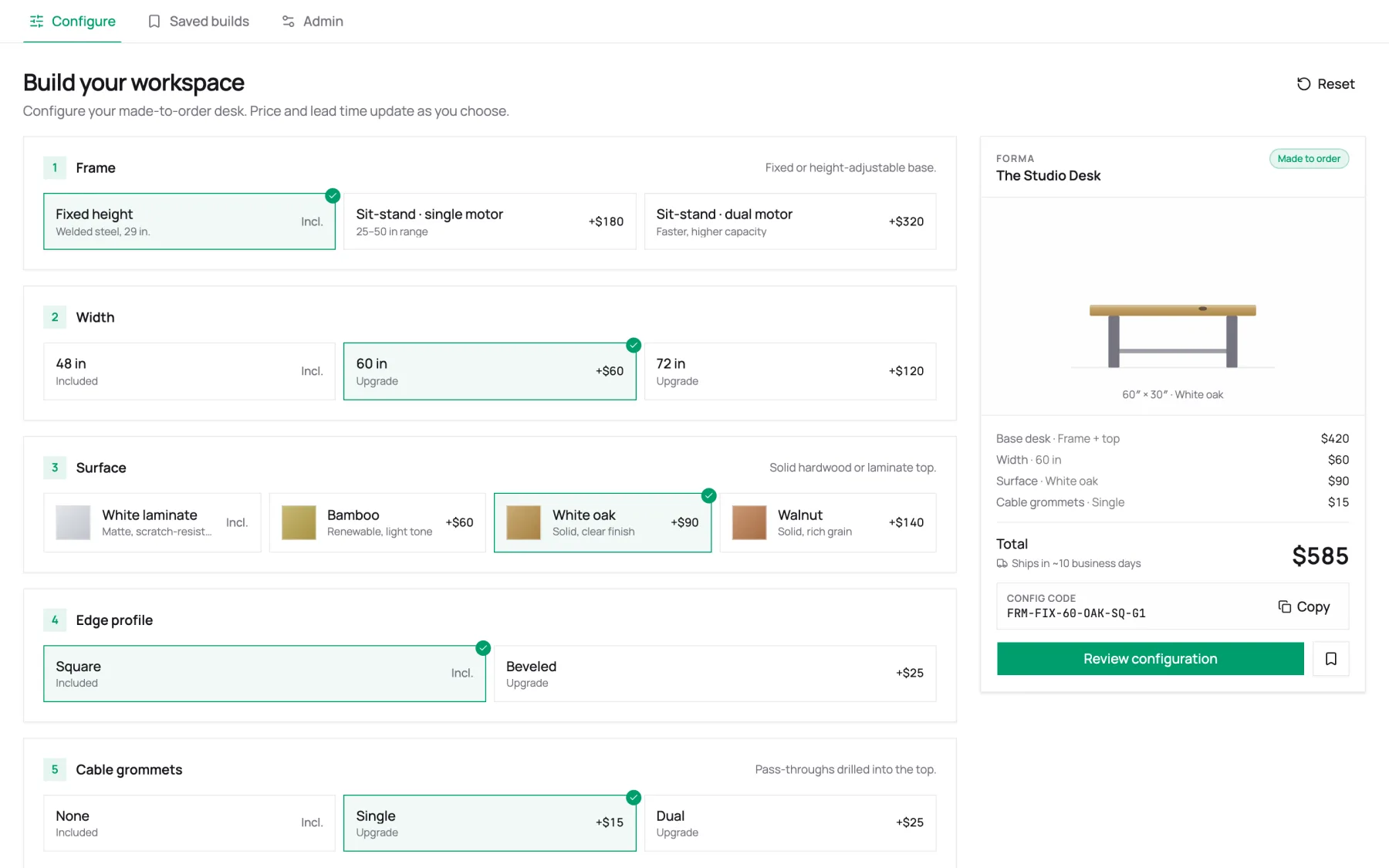 Product Configurator preview