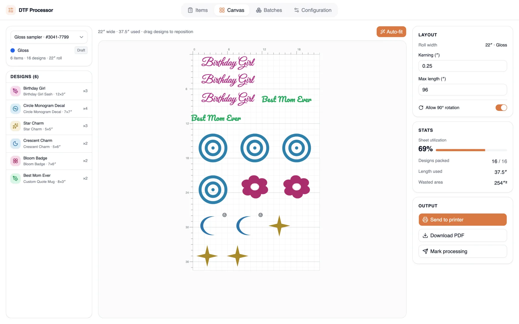 DTF Gang Sheet Builder preview