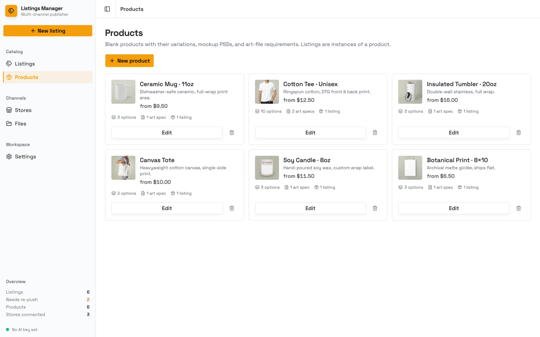 Product catalog