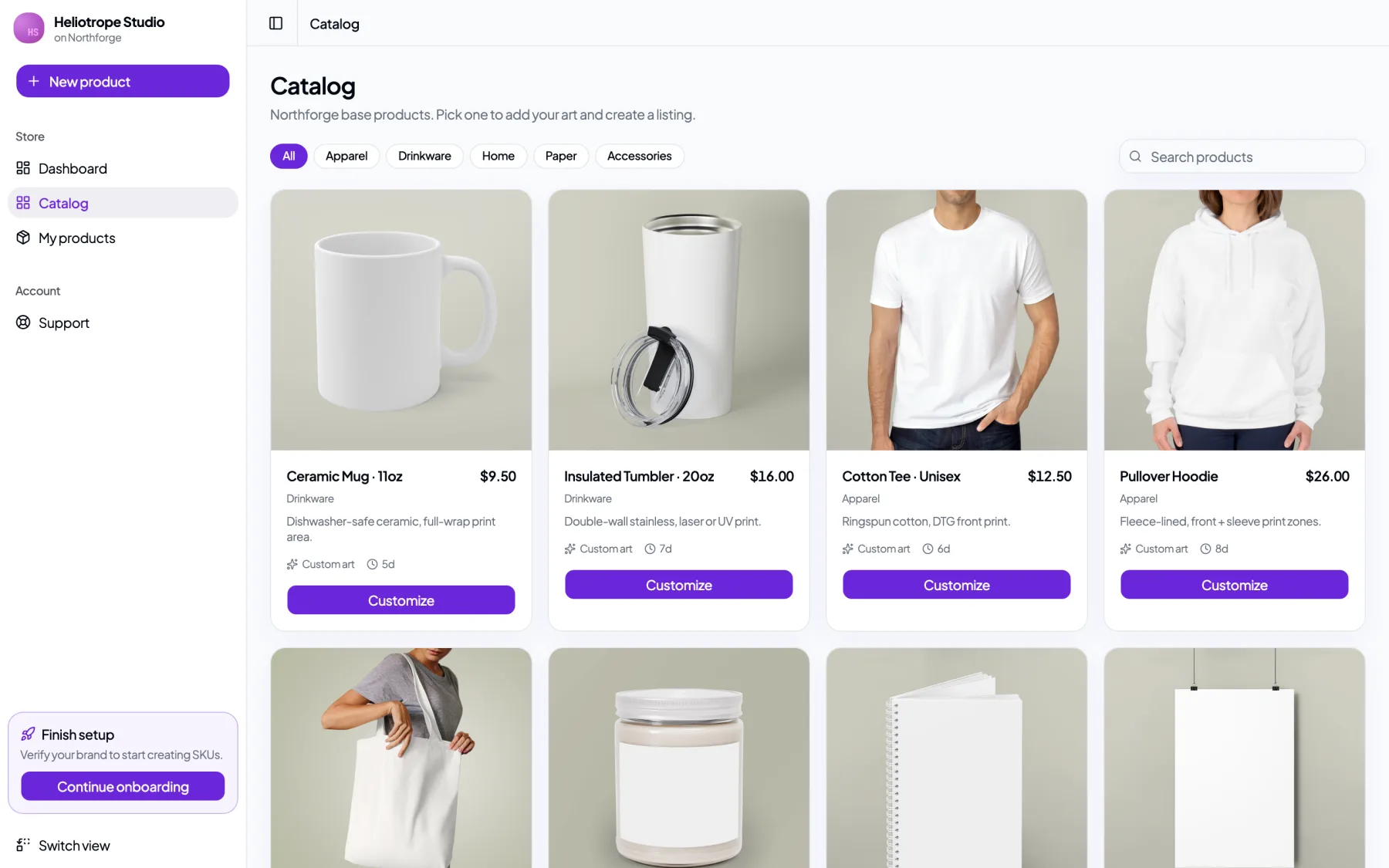 Merchant catalog browse